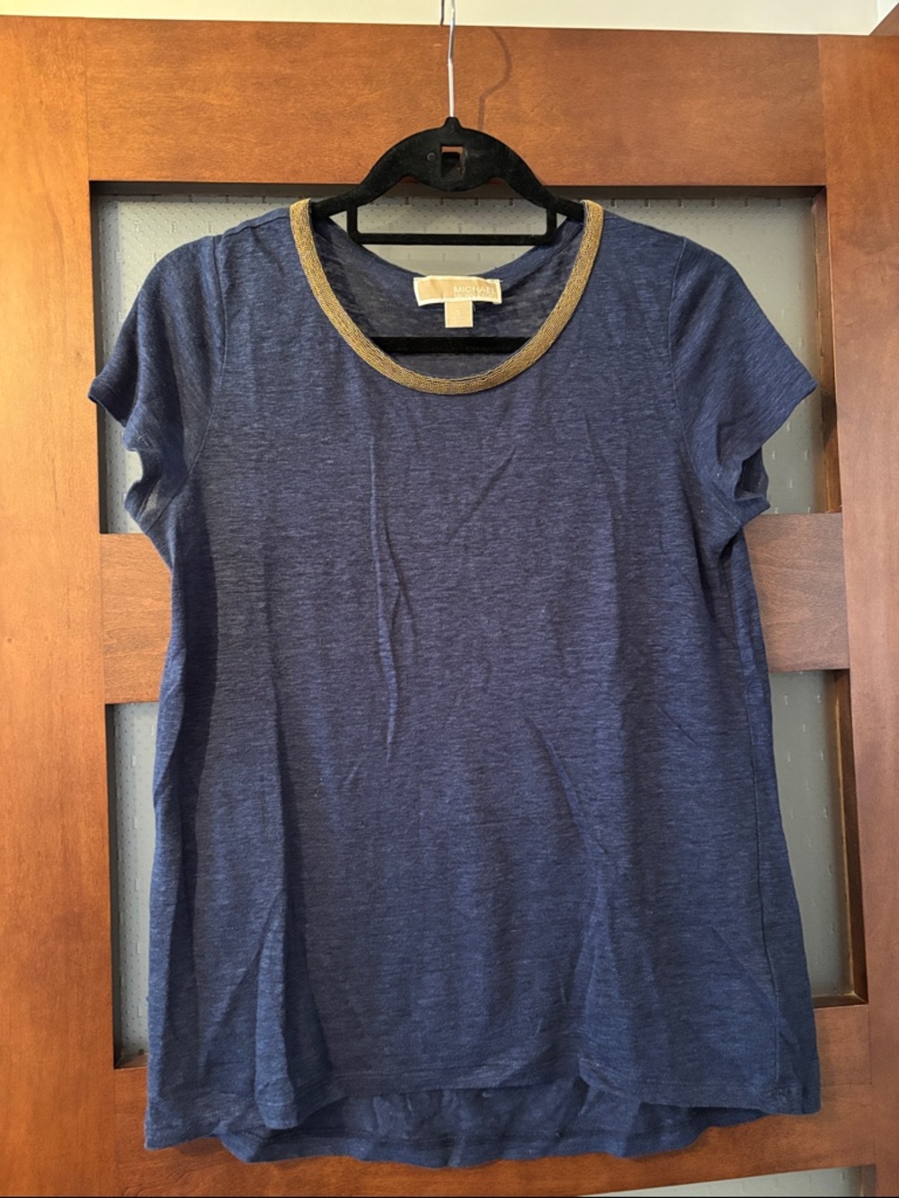 Michael Stars Navy Short Sleeve Tee with Gold Neck Trim